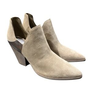 Sigerson Morrison Beige Women's Heeled Suede Ankle Boots Sz 8 1/2 US